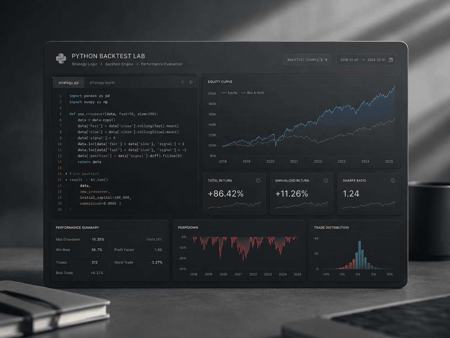 Backtesting Systeme mit TradingView, Python, C# und Strategielogik