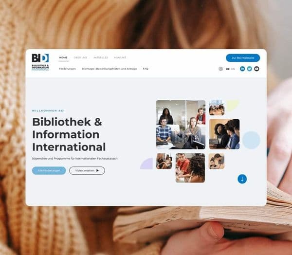 BI-International Projektvorschau der Förderwebsite