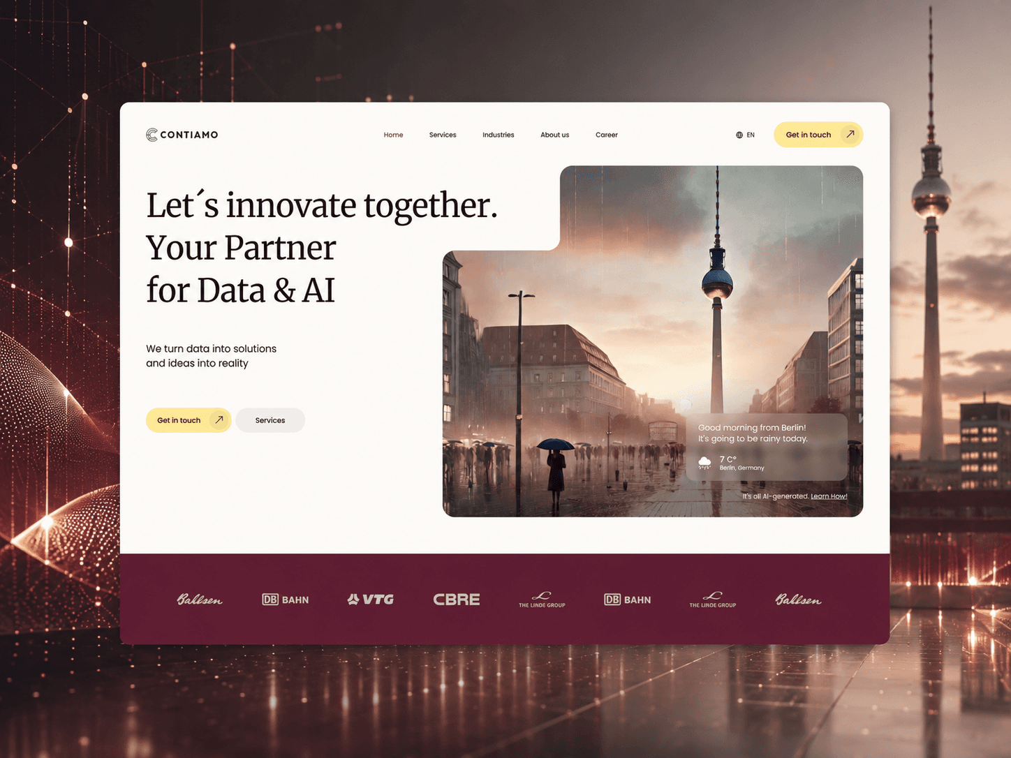 Contiamo - Startseite des Corporate Website Relaunchs
