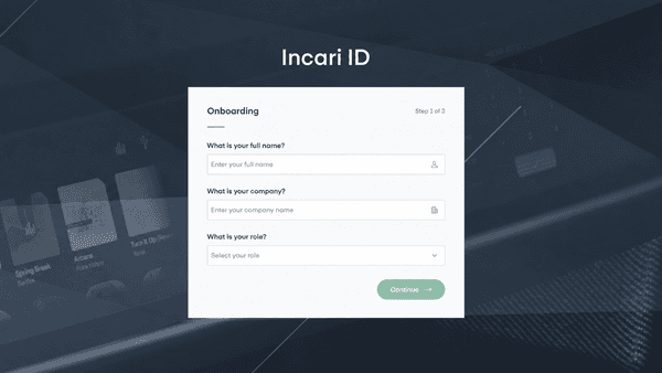 Incari Custom Onboarding Projektvorschau der Plattform