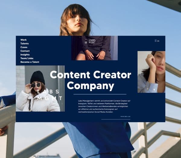 Labs Management Projektvorschau der Agenturwebsite