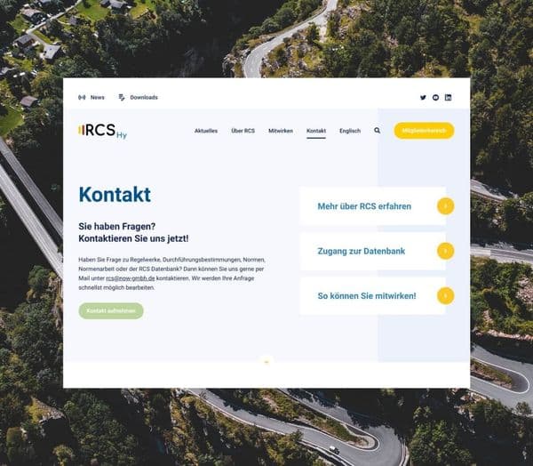 RCS by NOW Projektvorschau der Website mit Mitgliederbereich
