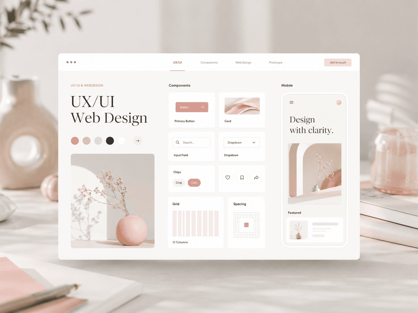 UX und Webdesign Service-Visual mit Interface- und Designansicht