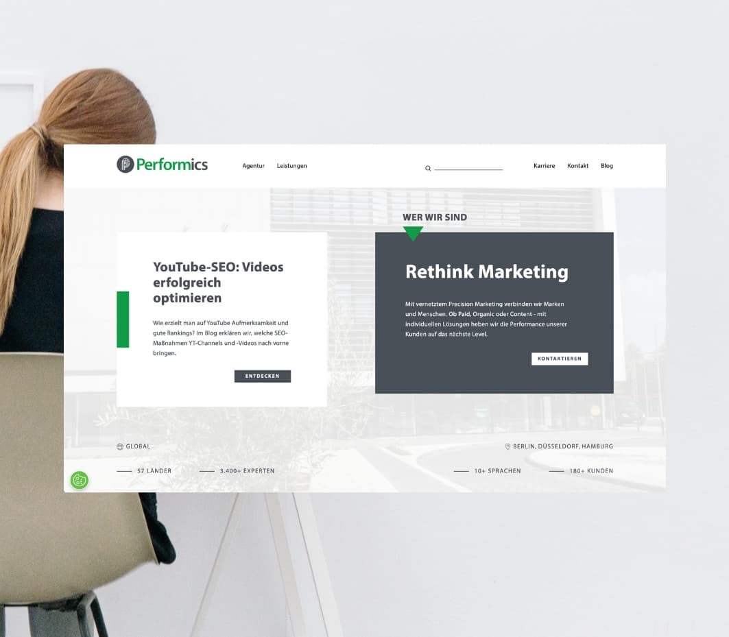Performics - Startseite des Website Relaunchs